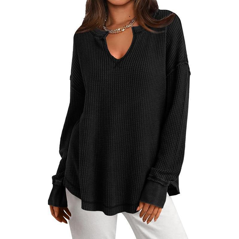 Women's Waffle Knit V-Neck Long Sleeve Cardigan