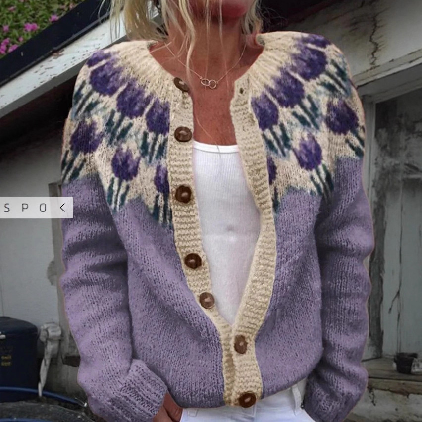 Women's Floral Print Button Cardigan Sweater