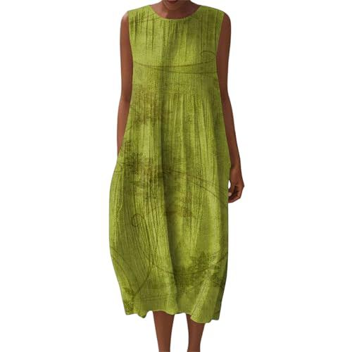 Women's Vintage Floral Print Sleeveless Midi Dress