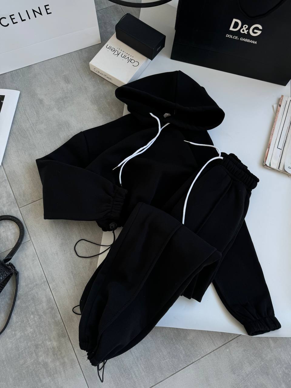 Women's Solid Color Hooded Long Sleeve Sweatshirt and Pants Set