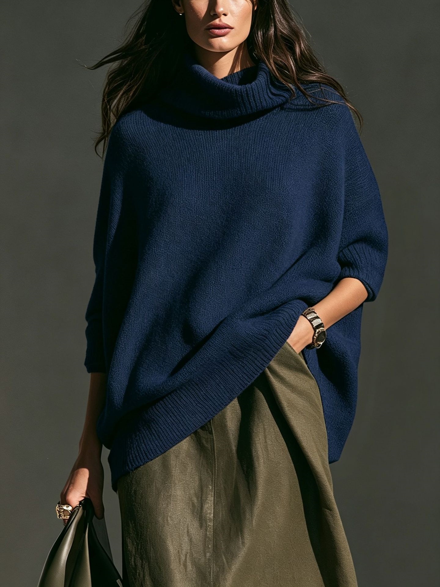 Women's Crewneck Sweater Loose Slouchy Knit Pullover