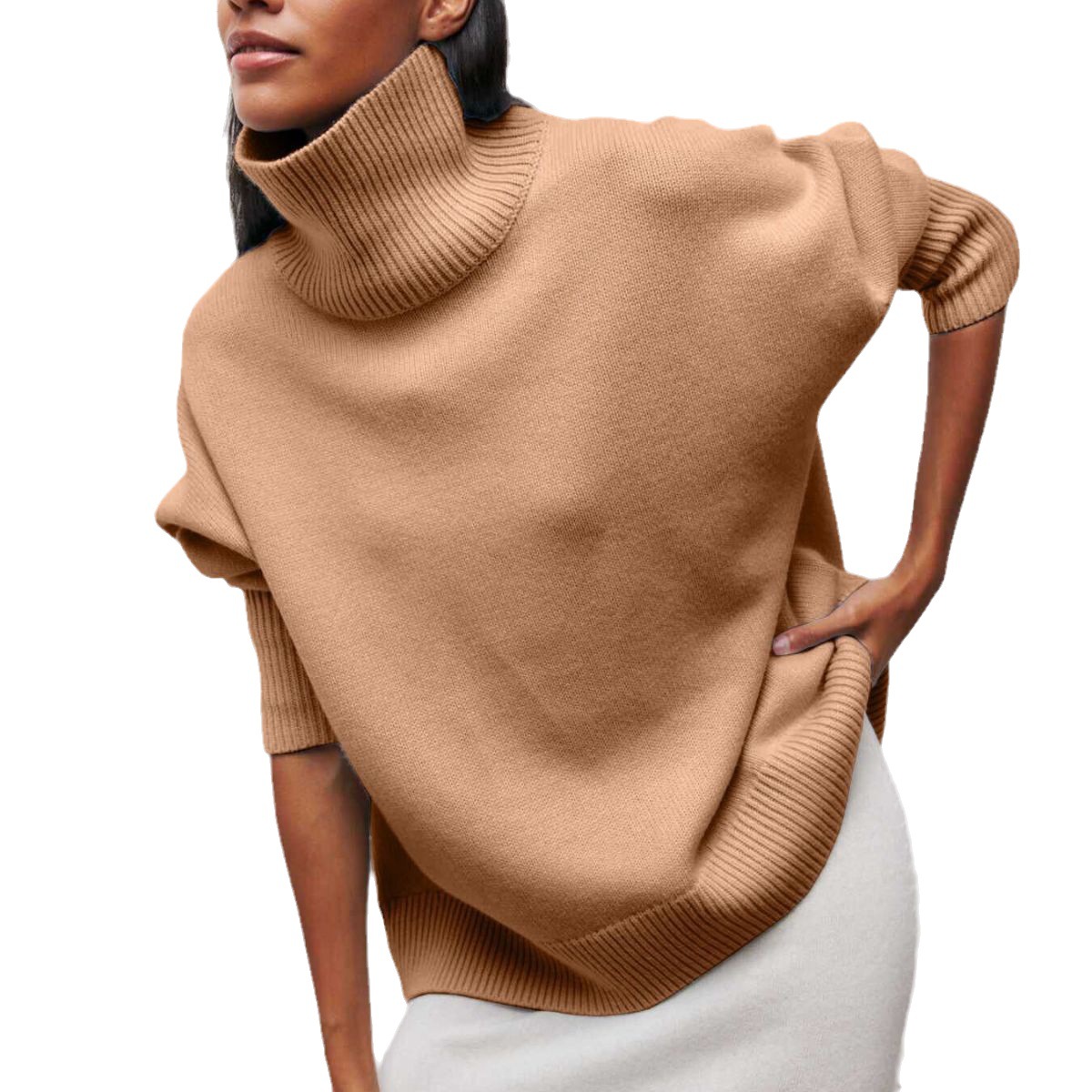 Women's Loose Half-Turtleneck Sweater