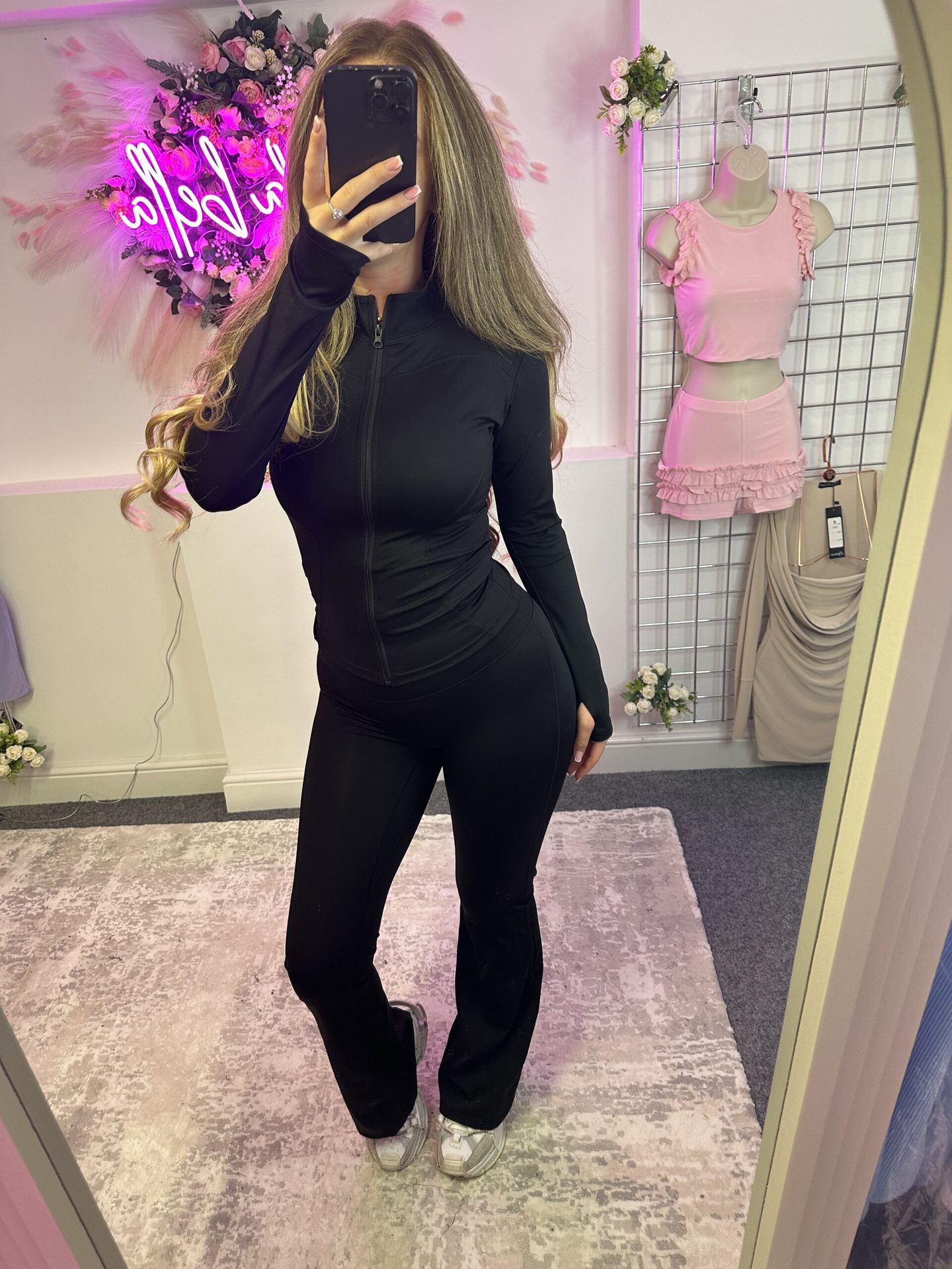 Women's Zip-Up Stand Collar Long Sleeve Top and Flared Pants Casual Set