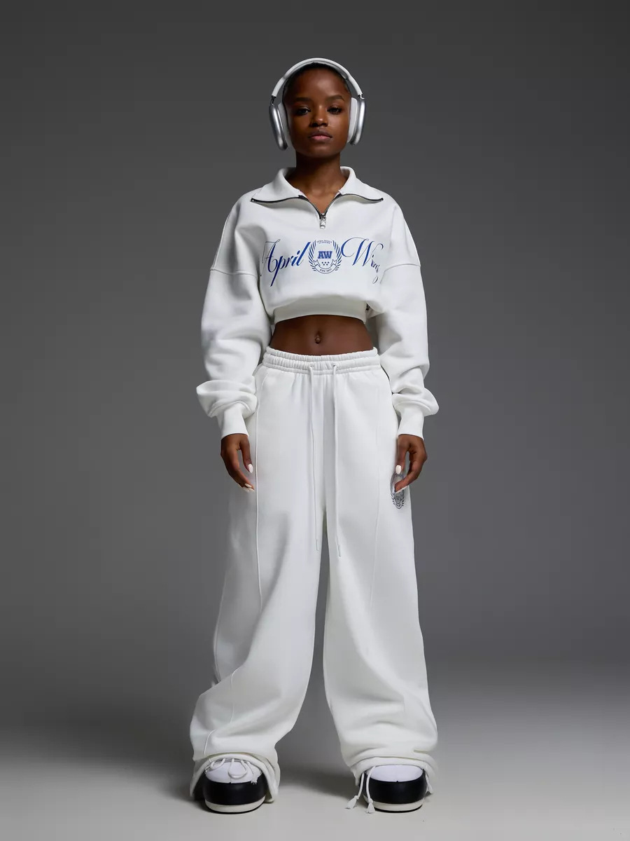 Women's Long Sleeve Collared Printed Hoodie and Tie Pants Two-Piece Set