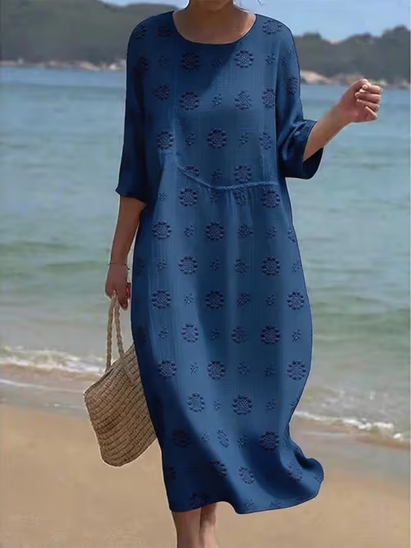 Women's Elegant Solid Print Pleated Midi Dress