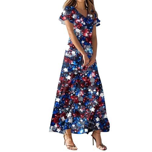 Women's Star Print Ruched Floral Midi Dress