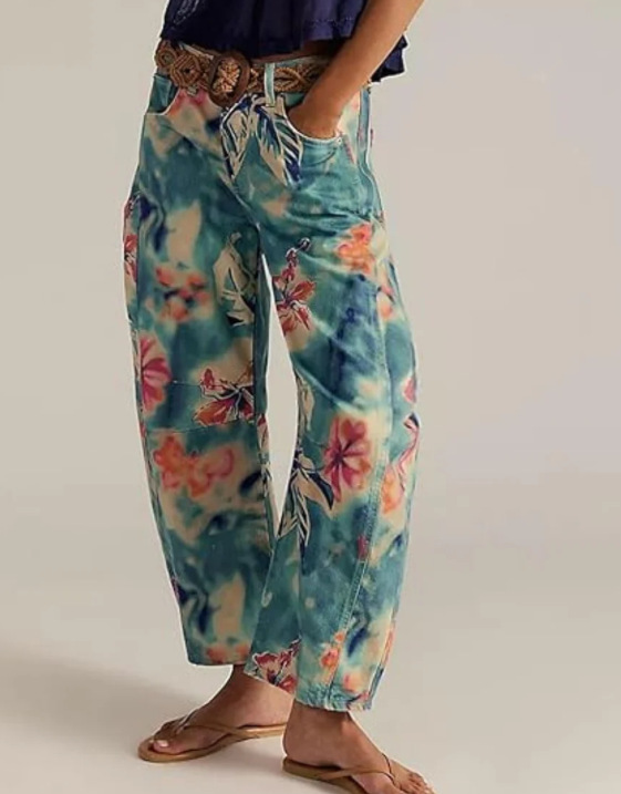 Women's Paisley Print Straight-Leg Casual Pants