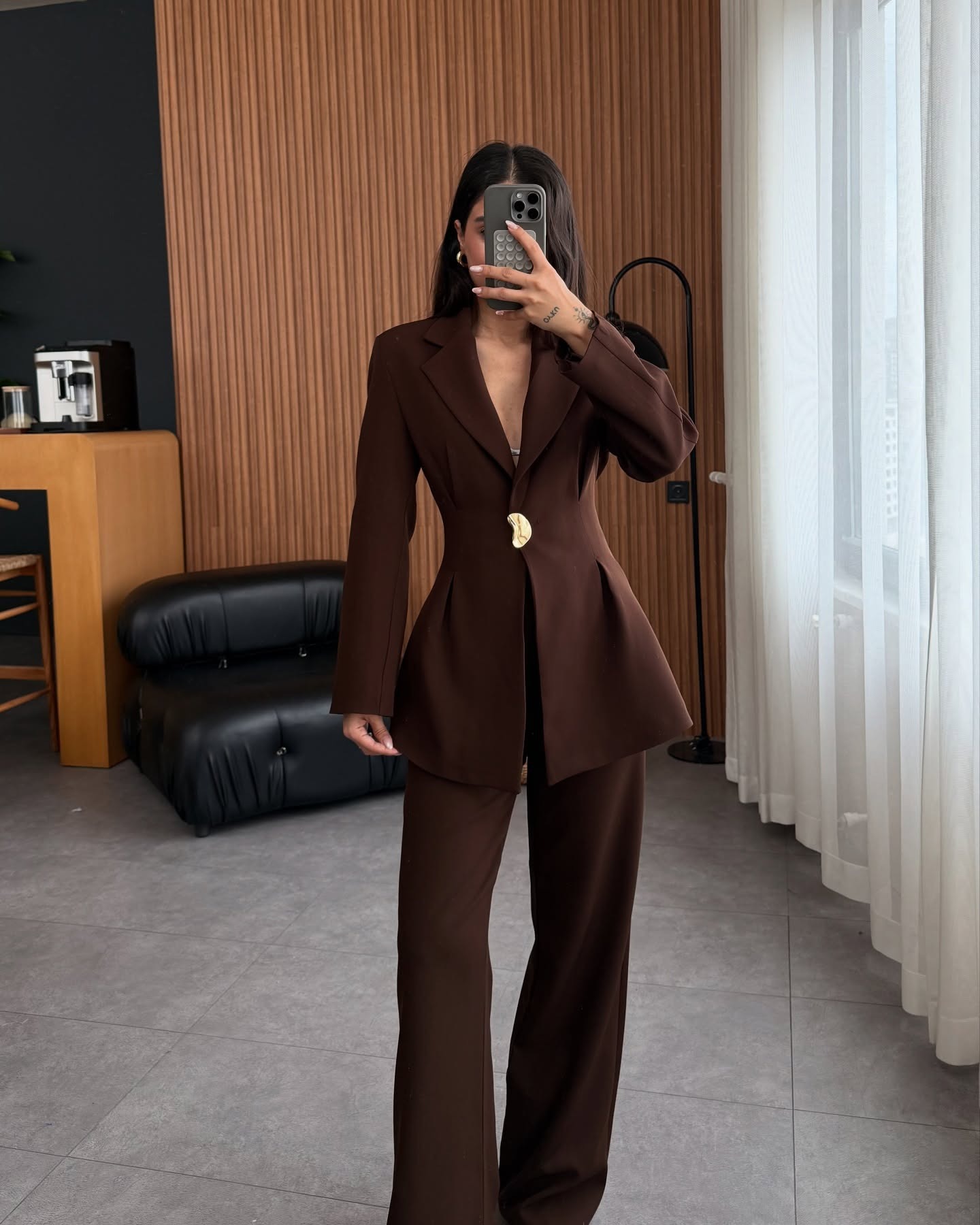 Women's Waist-Cinching Blazer and Pants Set Solid Color Commuter Suit