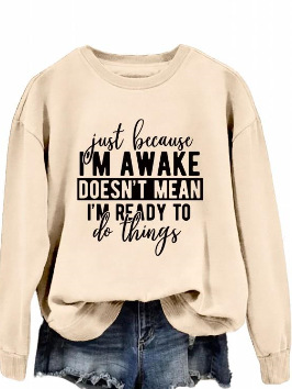 Women's 'When God' Letter Print Crewneck Sweatshirt