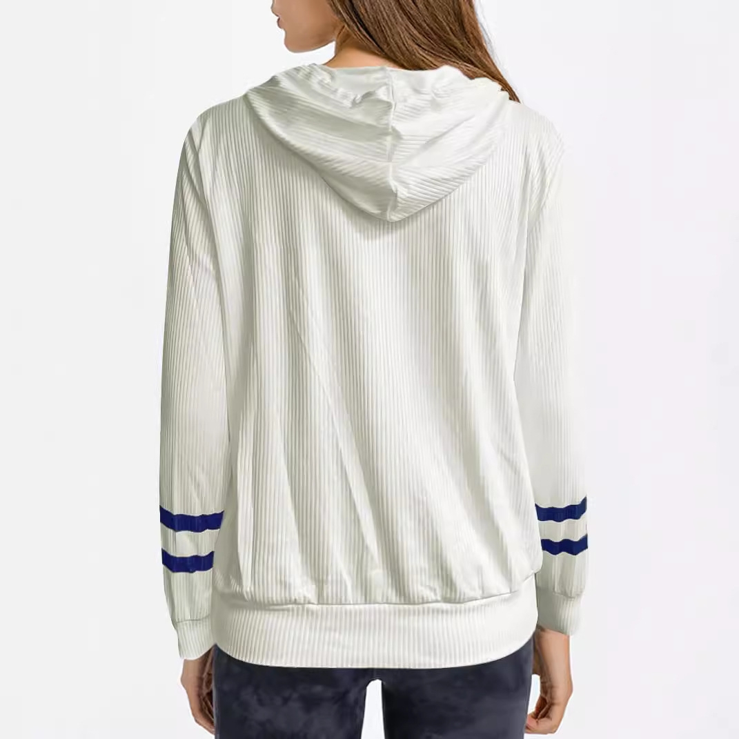 V-Neck Button Long-Sleeve Hooded Sweatshirt