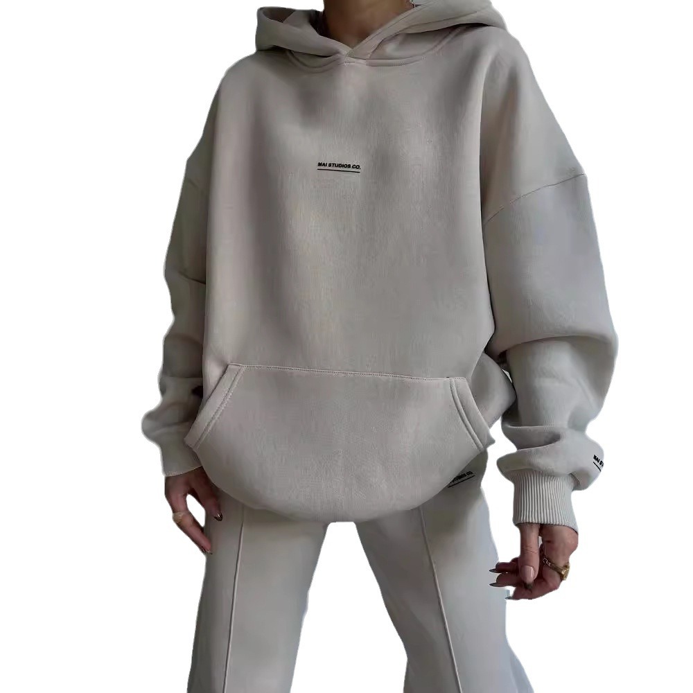 Women's Fleece-Lined Hoodie and Pants Set with Print