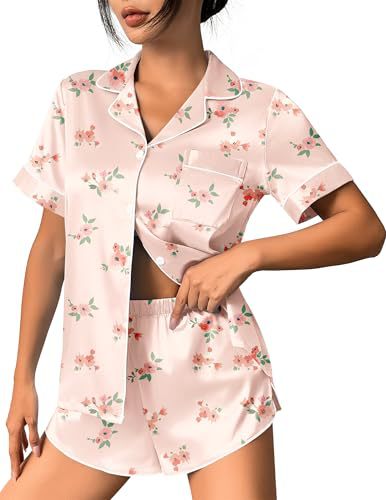Women's Cuban Collar Leopard Tree Floral Monkey Print Short Sleeve Set
