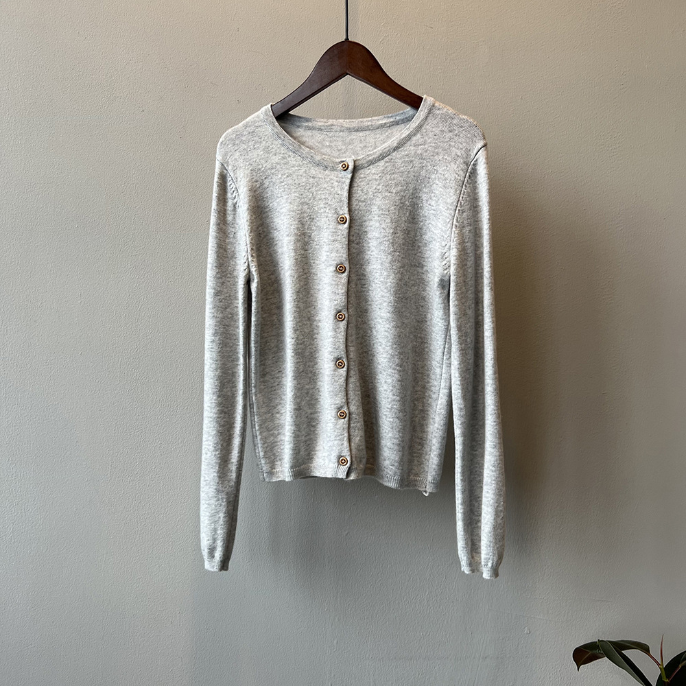 Women's Color-Block Striped Knit Cardigan Crewneck Lightweight Sweater Coat