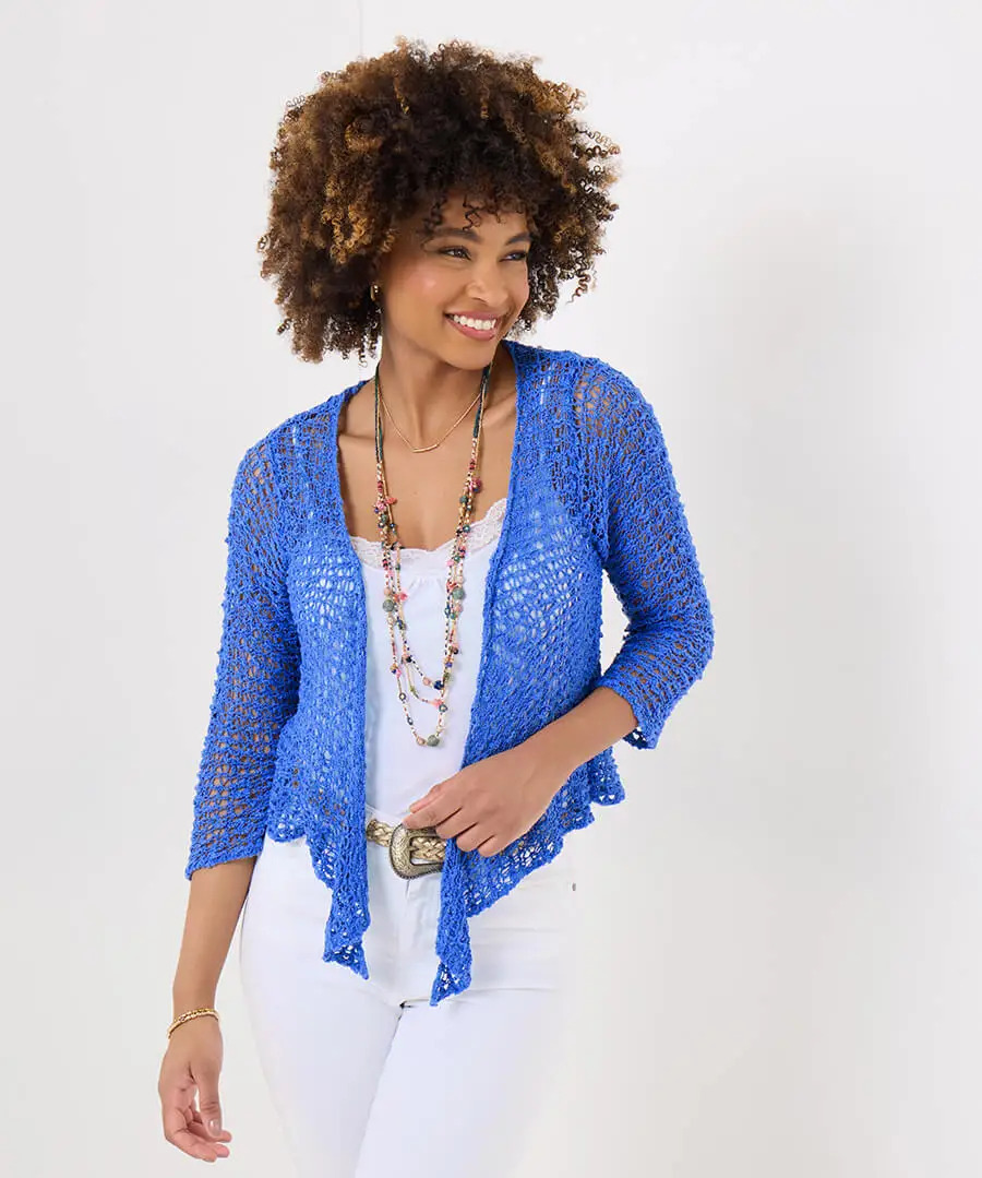 Women's Knit Beach Cardigan Cover-Up Slimming V-Neck Flared Sleeve