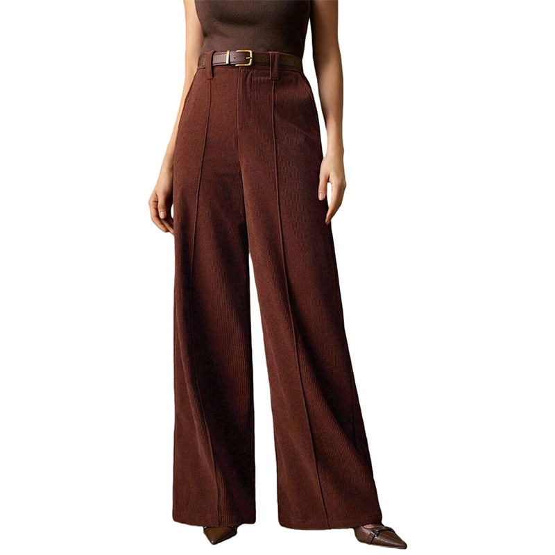 Corduroy Wide-Leg High-Waist Straight Pants for Women