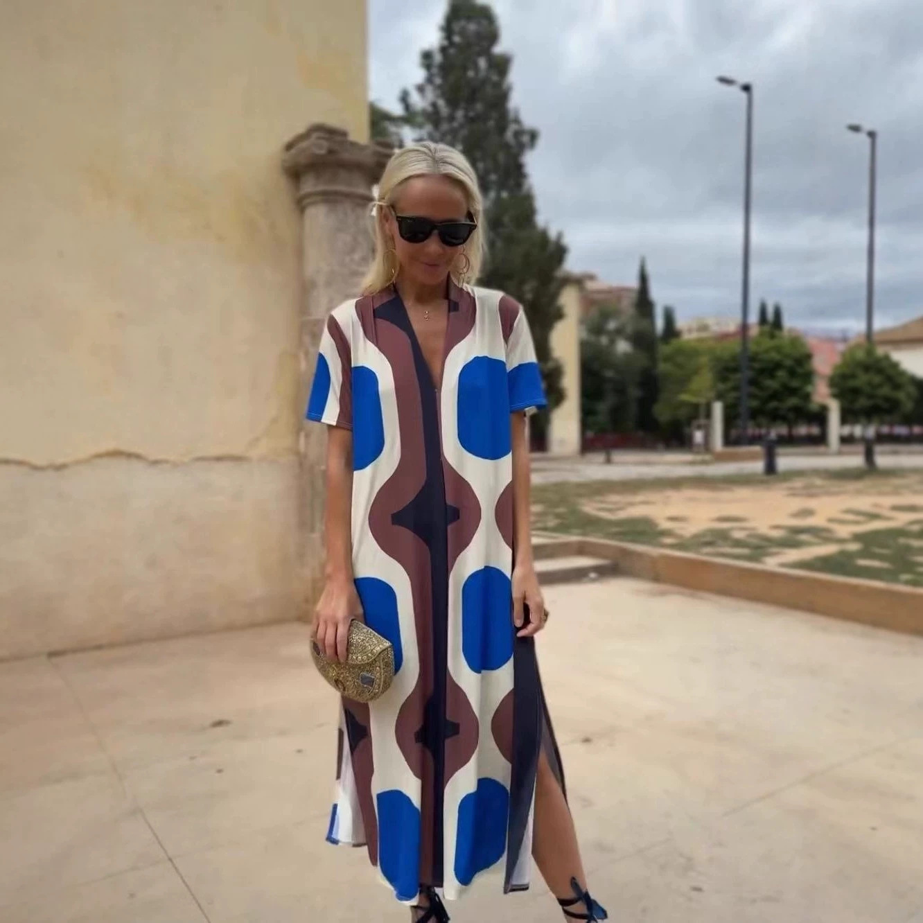 Women's V-Neck Loose Vacation Dress