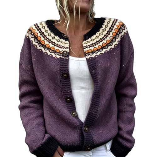 Women's Boho Paisley Print Faux Sweater Cardigan Long Sleeve