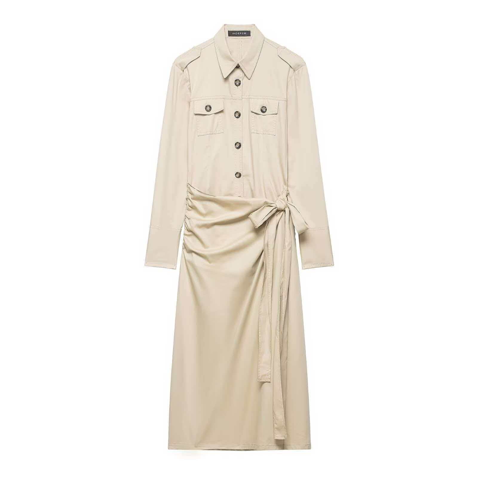 Women's Summer Midi Dress with Twill Belt Detail