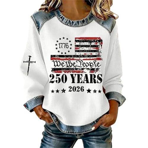 Women's USA Flag Star Print Sweatshirt