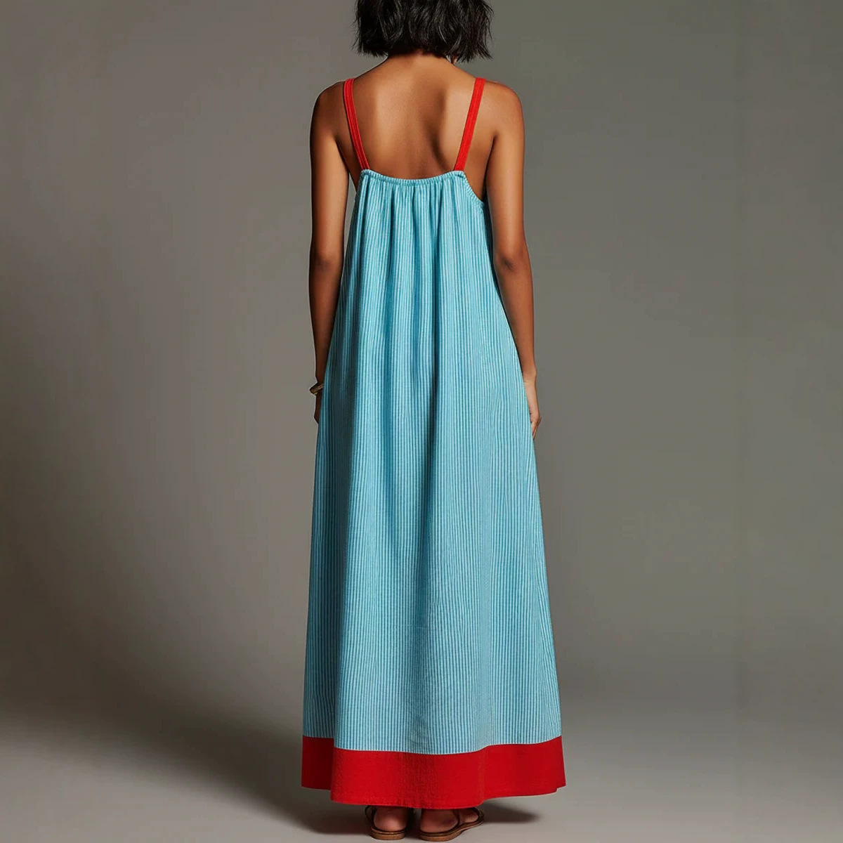 Striped Sleeveless Maxi Dress Summer Vacation Casual