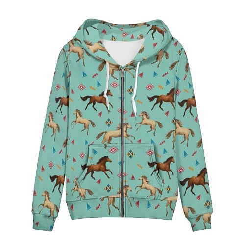 Women's Animal & Floral Print Hoodie Long Sleeve Crewneck
