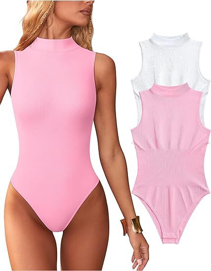 Sexy Ribbed Sleeveless Turtleneck Bodysuit