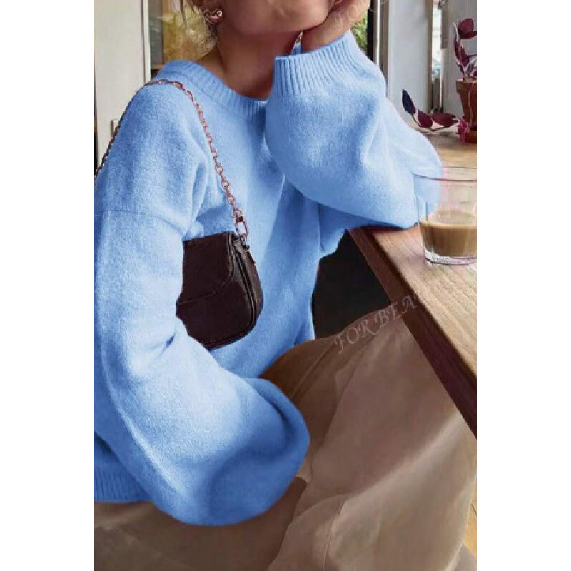 Pink Crewneck Pullover Sweater Relaxed Casual