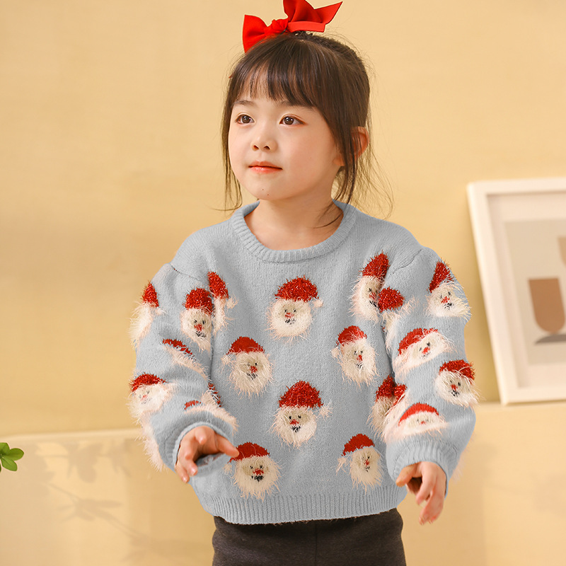 Kids Christmas Santa Pullover Knit Sweater