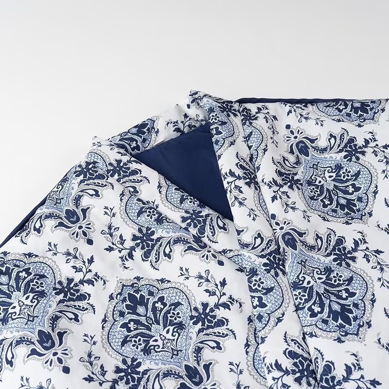 Floral Print Lace-Up Long Sleeve Cotton Coat