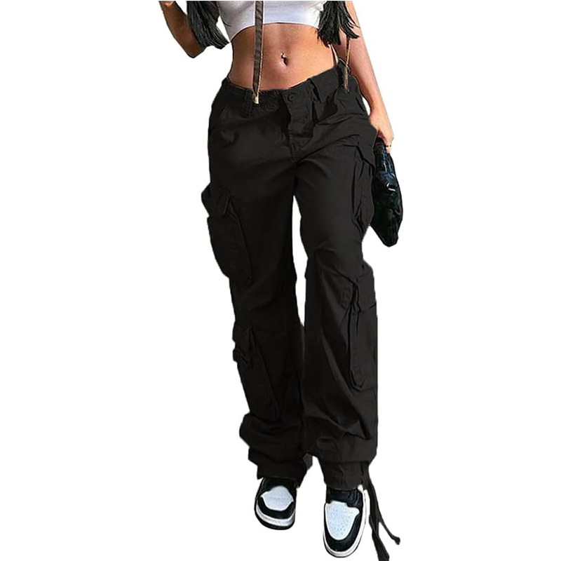 High-Waist Wide-Leg Cargo Pants with Eight Pockets