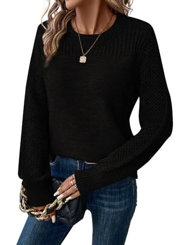 Women's Loose Crewneck Long Sleeve Knit Sweater