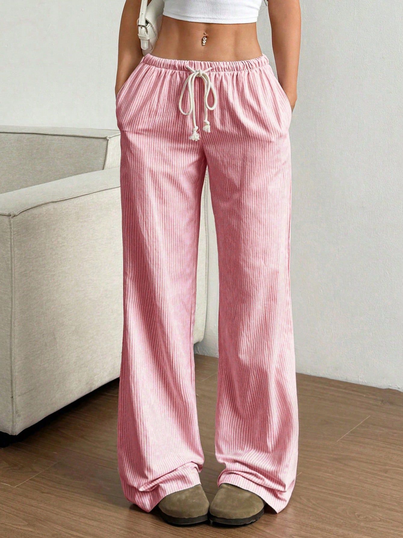 Striped Wide-Leg Casual Pants