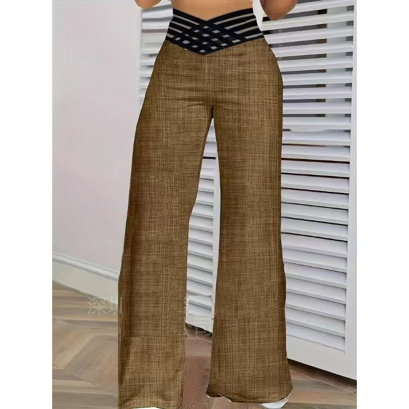 Women's High-Waist Cutout Belted Wide-Leg Straight Pants