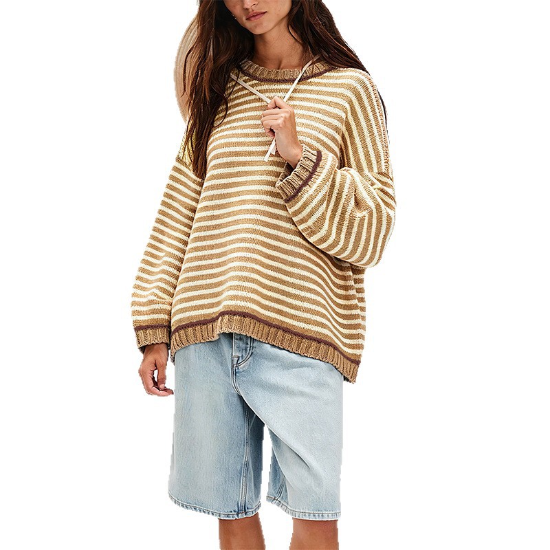 Women's Color-Block Striped Knit Pullover Sweater