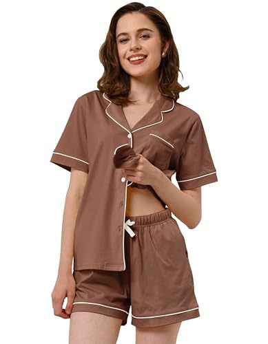 Women's Cuban Collar Short Sleeve Button Lounge Set