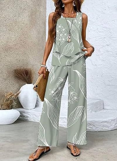 Women's Sleeveless Double-Layer Tank Top Casual Set