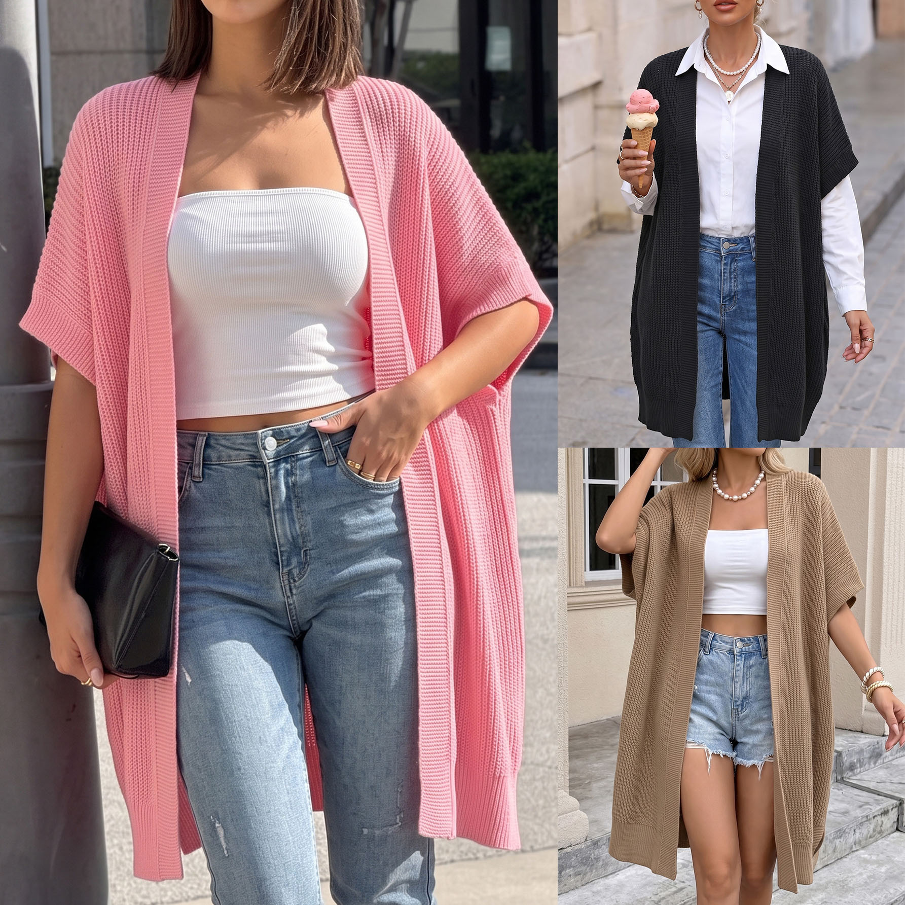 Women's Knit Cardigan Vest Sleeveless V-Neck Loose Fit