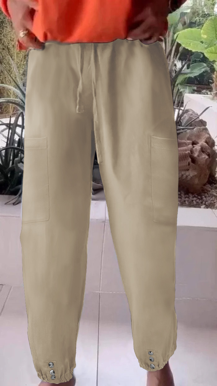 Women's High-Waist Wide-Leg Cropped Pants with Slight Stretch