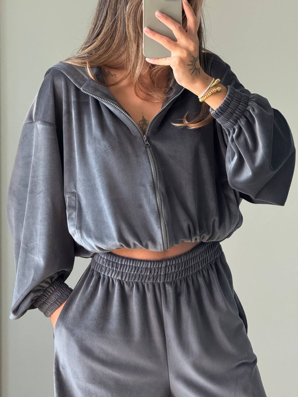 Women's Solid Color Zip-Up Hoodie and Jogger Two-Piece Set