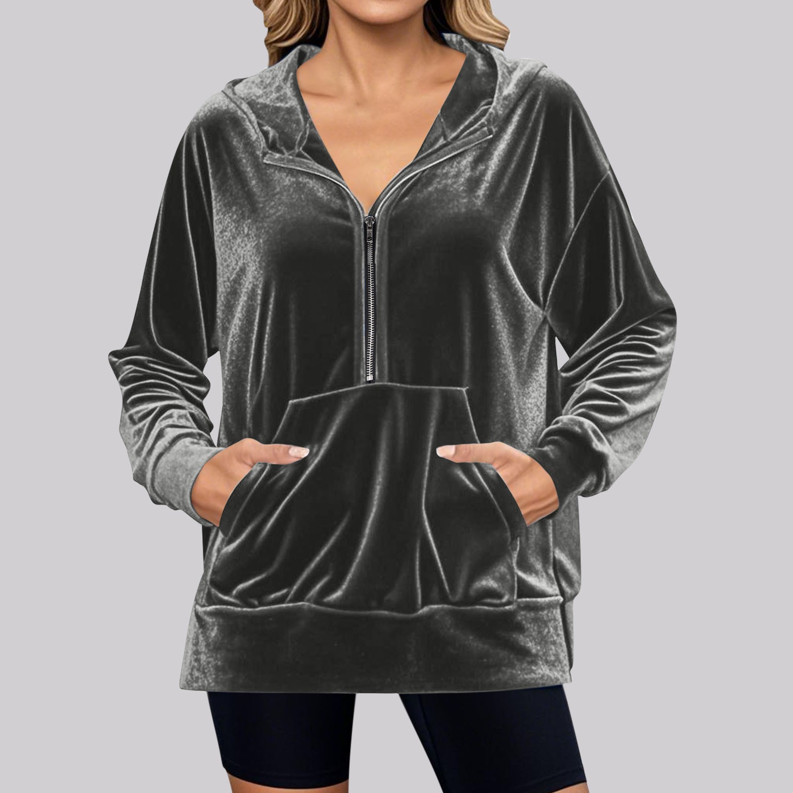 Women's Hooded Long-Sleeve Sweatshirt Korean Velvet Pullover