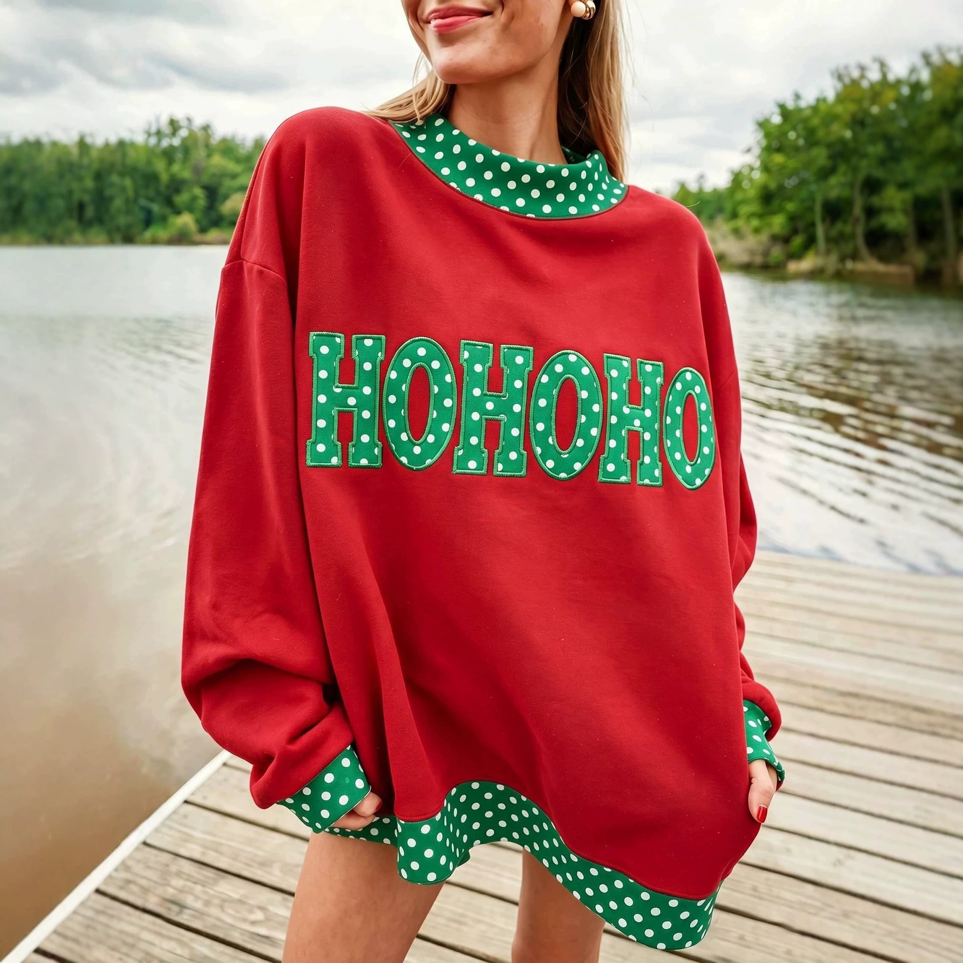 Retro Color-Block Women's Raglan Sleeve Mid-Length Sweatshirt
