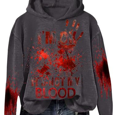 Women's Blood Stain Letter Print Casual Hoodie