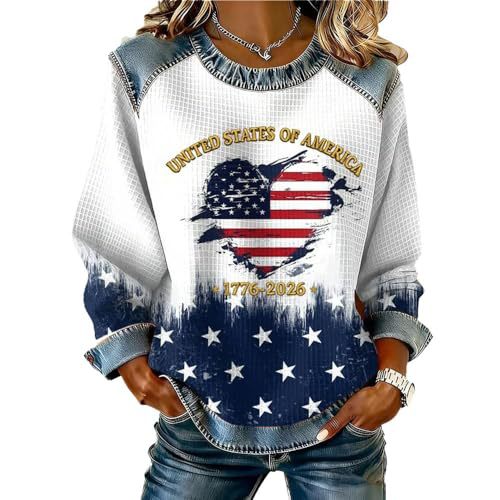 Women's USA Flag Star Heart Print Sweatshirt