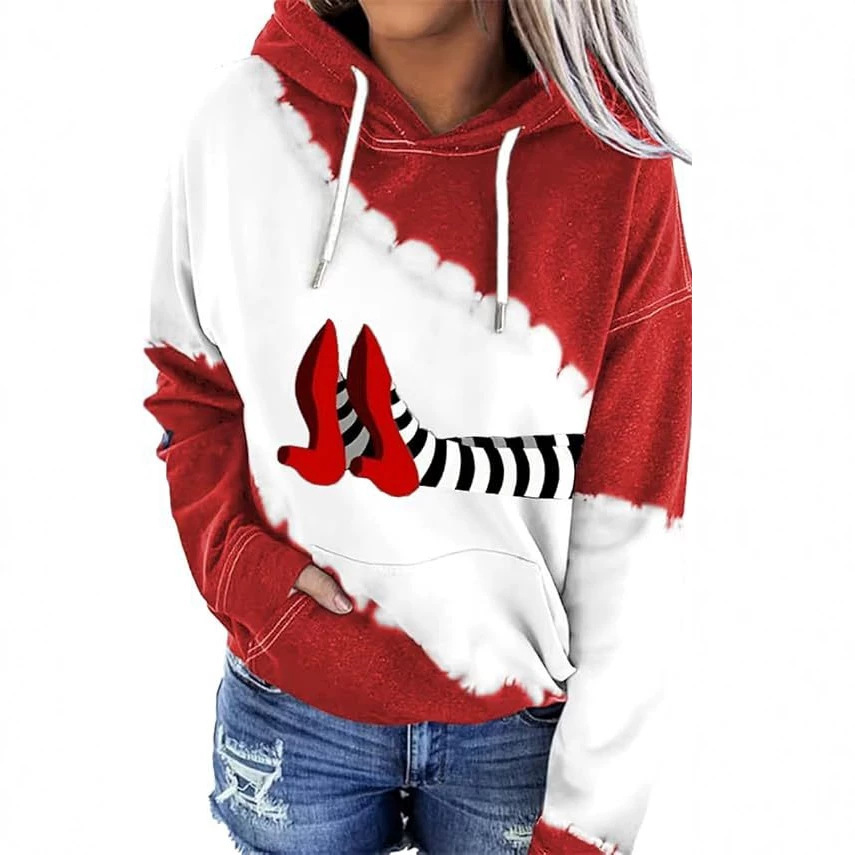 Women's Red High Heel Print Hoodie