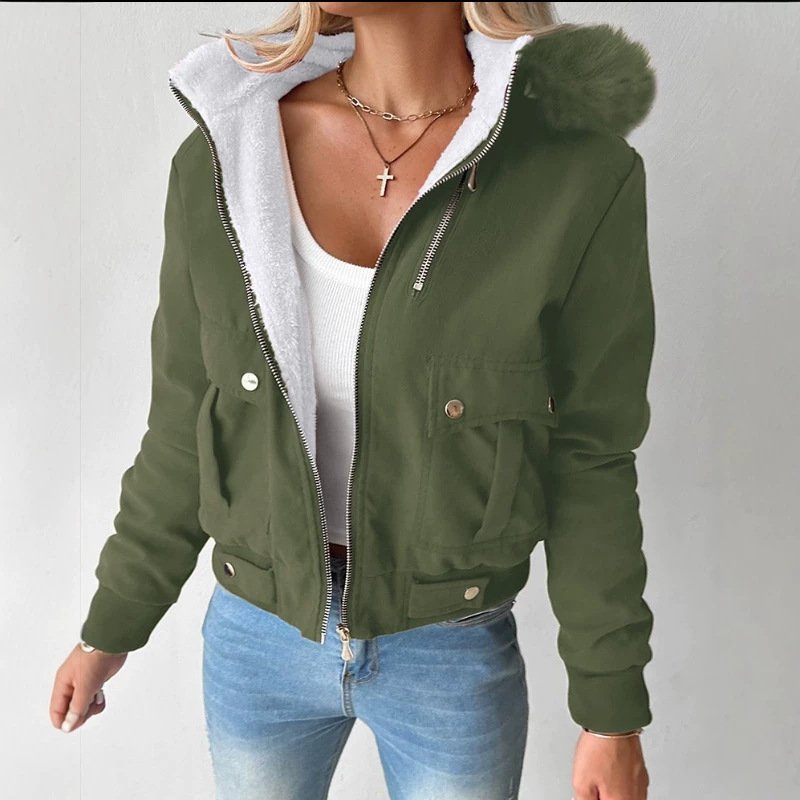 Women's Fleece-Lined Hooded Casual Jacket