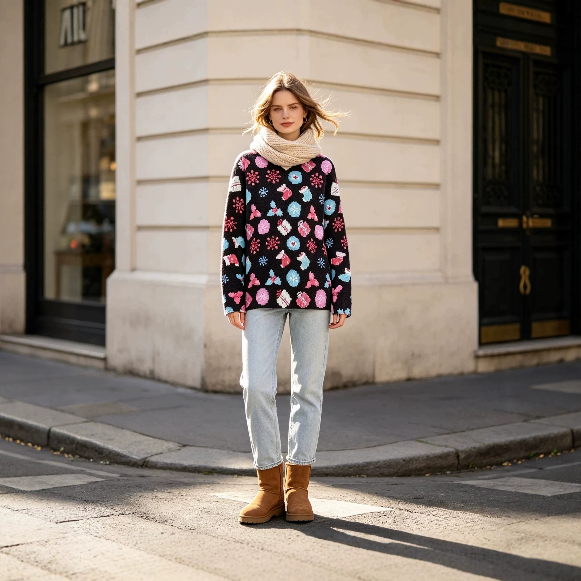 Women's Christmas 3D Print Crewneck Sweater