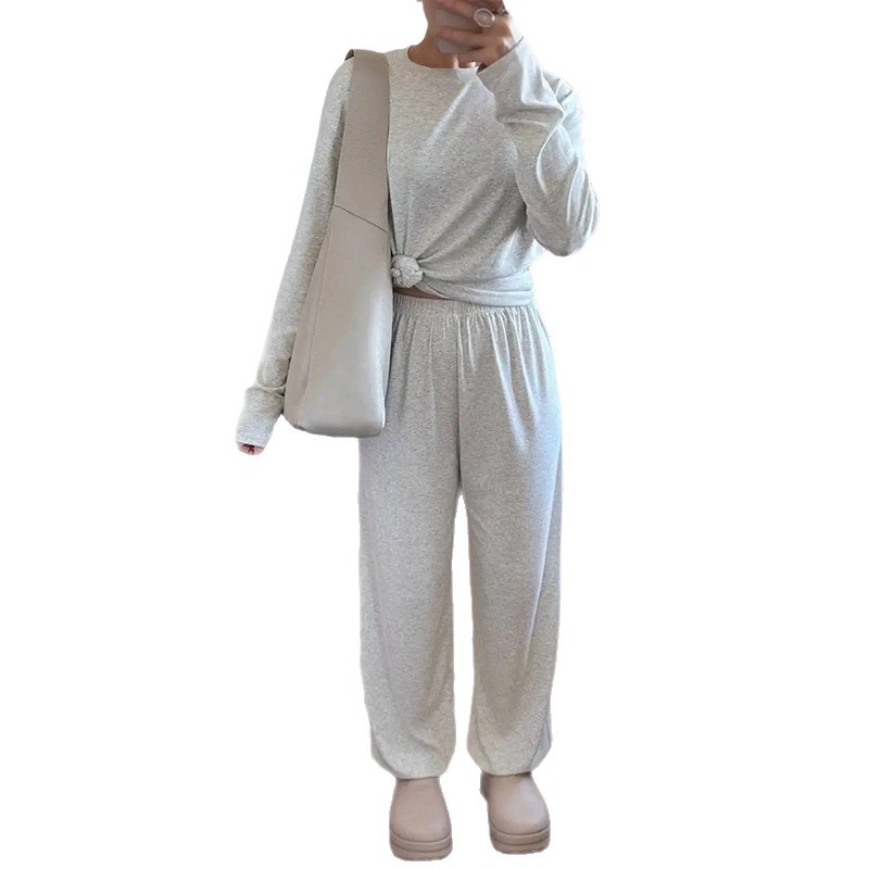 Women's Casual Two-Piece Sweatshirt & Wide-Leg Pants Set