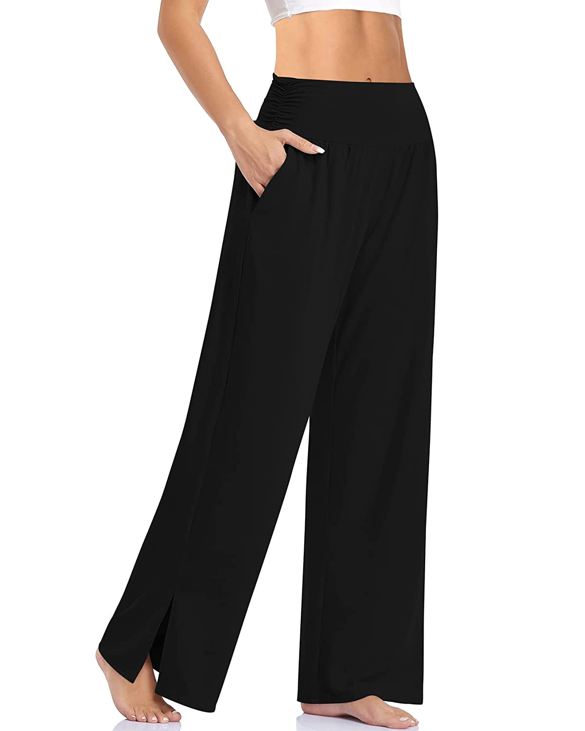 Women's Wide-Leg Loose Yoga Pants with Pockets