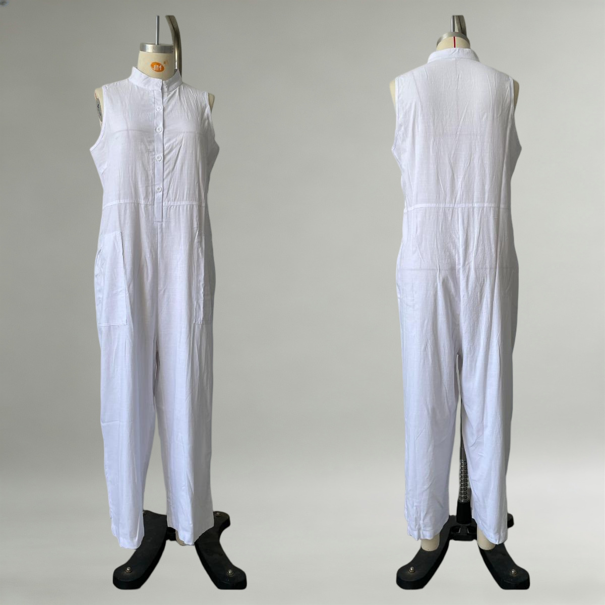 Women's Casual Sleeveless Stand Collar Pocket Jumpsuit