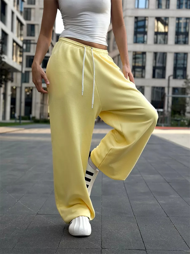 Women's Y2K Streetwear Lace-Up Wide-Leg Pants with Cinched Waist